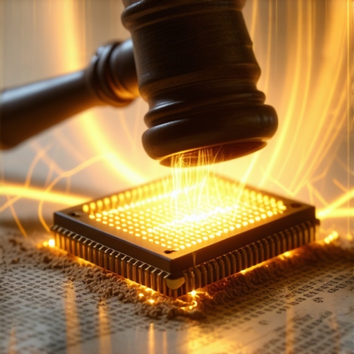 Zakon i AI: Pravna bitka 2026. Sudijski čekić lomi AI mikročip, simbolizirajući pravila autorskih prava za AI slike u 2026. godini.
