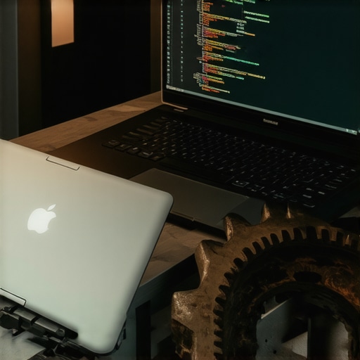 AI Hallucination Debugging in the Workshop A gritty depiction of an AI developer's workstation showing the connection between software and hardware.