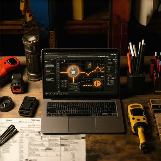 A laptop on a DIY workbench displaying AI-driven target audience analysis data.