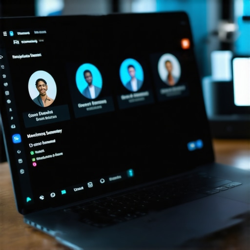 Close-up of a laptop screen displaying automated AI notes during a Teams call.