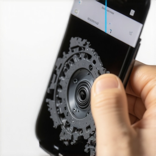 AI Pretraga Mehaničkih Dijelova u Radionici Smartphone skenira slomljeni zupčanik pomoću AI tehnologije za identifikaciju dijelova
