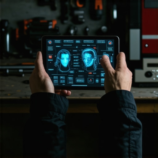 Hands holding a tablet with recruitment data in a workshop setting