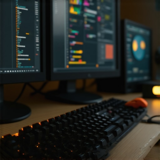 AI Workstation for Four-Day Week Gritty workspace showing AI automation tools and mechanical keyboard