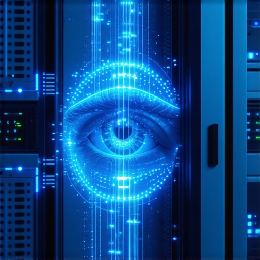 Digitalni prikaz blockchaina i AI zaštite na serveru