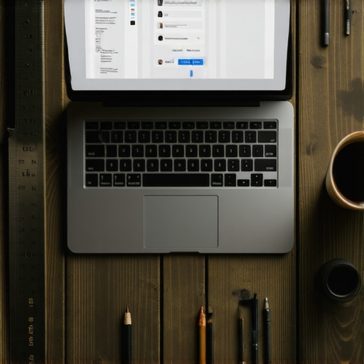 Canva AI Workshop Reality Professional laptop displaying Canva AI design tools on a rustic wooden workbench with physical tools around it.