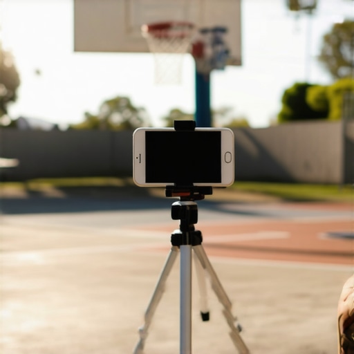 Smartphone on a tripod for basketball shot analysis using AI