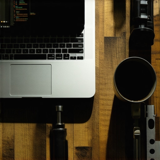 Digital maker workshop with laptop and tools for building AI chatbots