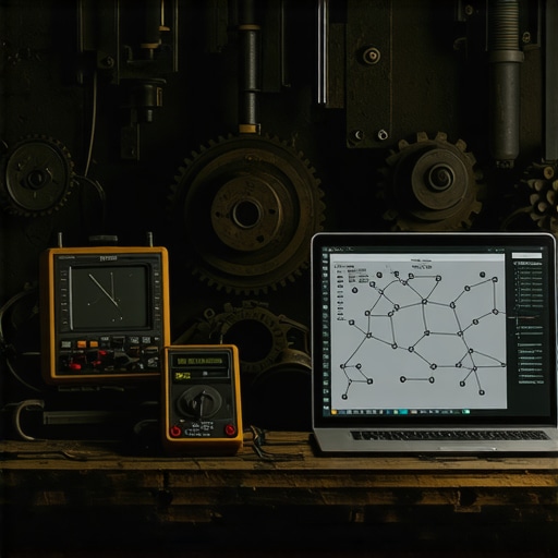 Kontrast između mehaničkih alata i vještačke inteligencije na radnom stolu