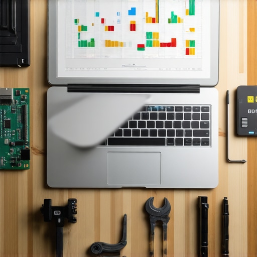 Close-up of digital and physical tools for market research analysis