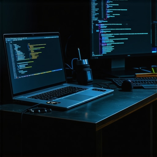 DIY AI Sales Automation System Setup Close-up of a DIY workspace showing computer code and electronic tools for building an AI business system.