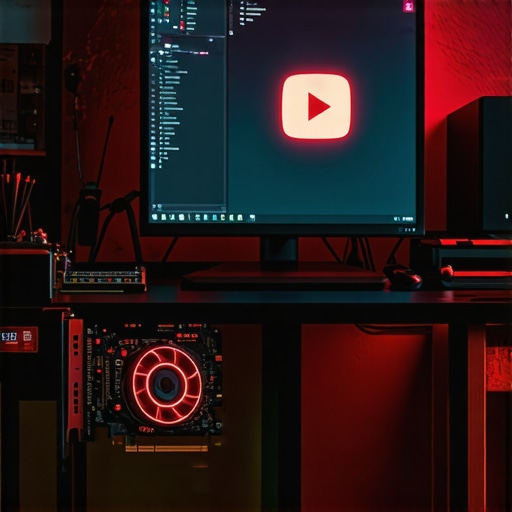 Close up of a computer desk with DIY tools and a monitor displaying an AI thumbnail design