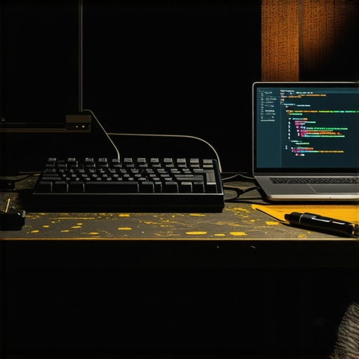 DIY AI Workshop Setup 2026 Radni sto sa laptopom i kodom koji simbolizuje AI vještine bez diplome