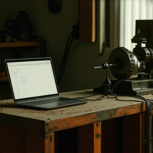 DIY AI u radionici 2026 Stari laptop i senzori na radnom stolu u radionici