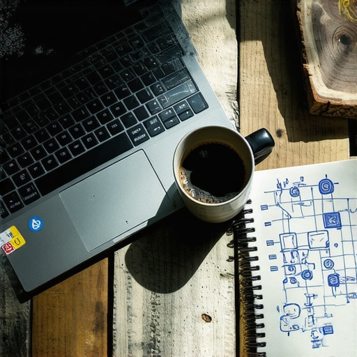 DIY IT Workspace 2026 Messy workshop desk of a self-taught AI engineer with laptop and tools