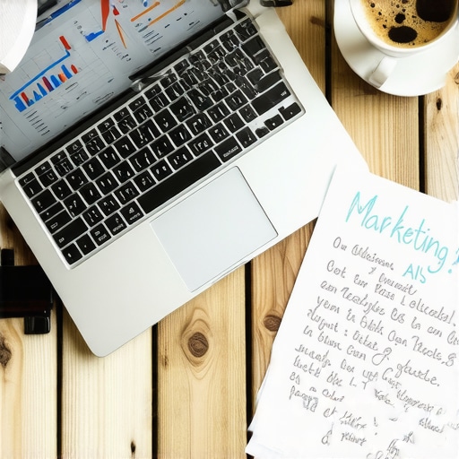 Radni sto sa laptopom i marketing podacima u DIY stilu