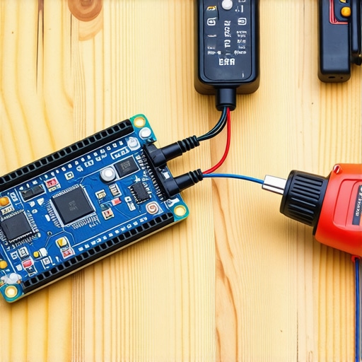 ESP32 mikrokontroler povezan na solarni sistem na radnom stolu sa unimerom