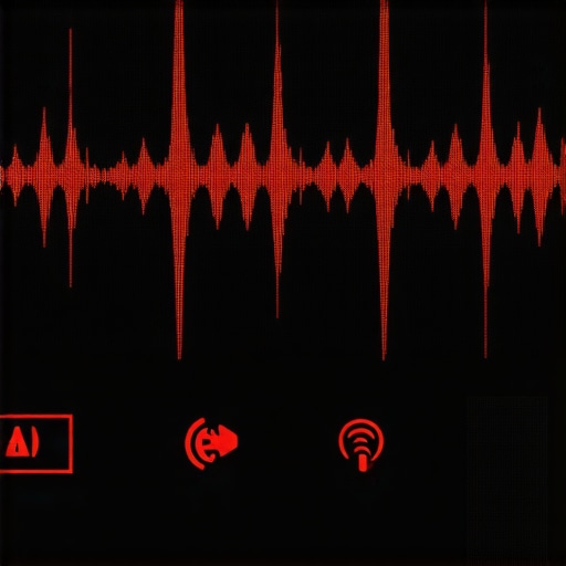 Spektrogram glasovnog poziva sa upozorenjem na AI manipulaciju