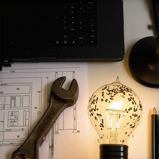 Digital Craftsmanship: Blending AI with Traditional Expertise Workshop desk with laptop and tools symbolizing the fusion of AI technology and manual craft.