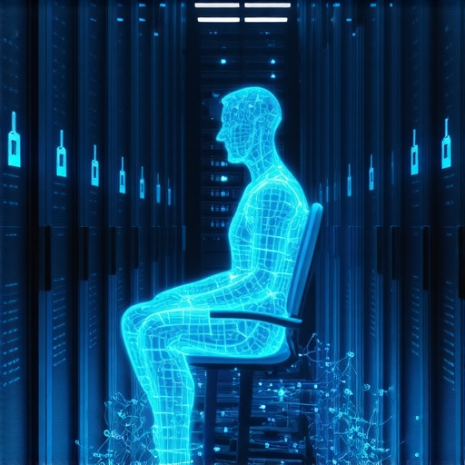 Ilustracija rizika privatnosti u razgovoru sa AI terapeutom u mračnom serverskom okruženju