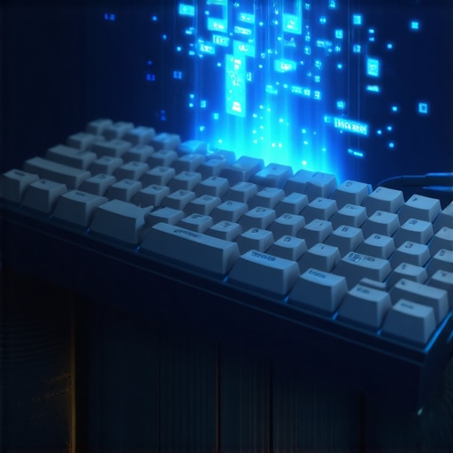 Gruba tastatura sa digitalnim kodom koji izlazi iz nje na drvenom stolu