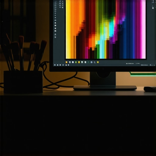 Digitalna sabotaža: Primjena Nightshade zaštite na umjetnost Krupni kadar ekrana sa digitalnom umjetnošću pod zaštitnim AI filterom u radioničkom okruženju.