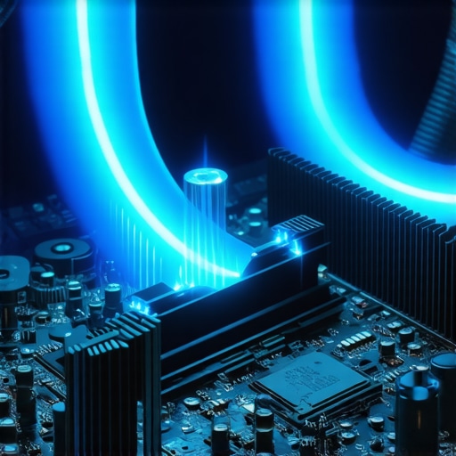 Stara matična ploča sa modernim vodenim hlađenjem i neon svjetlima