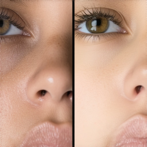 Before and after comparison of fixing bad AI generated facial features in Photoshop