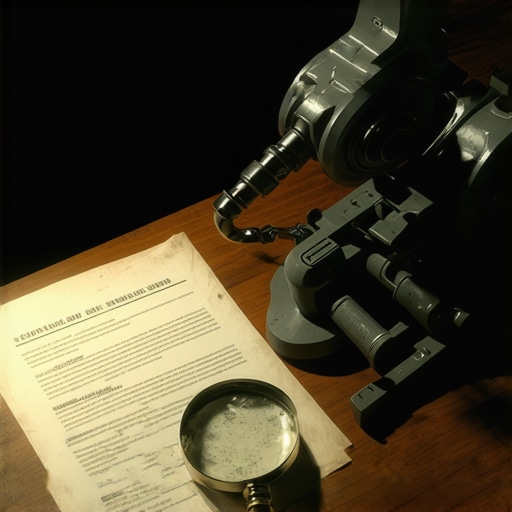 Robotska ruka i pravni dokumenti na stolu u radionici koji simbolizuju AI odgovornost