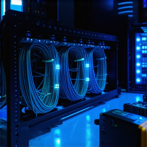 DIY lokalni AI server u radionici sa plavim LED svjetlima i alatima