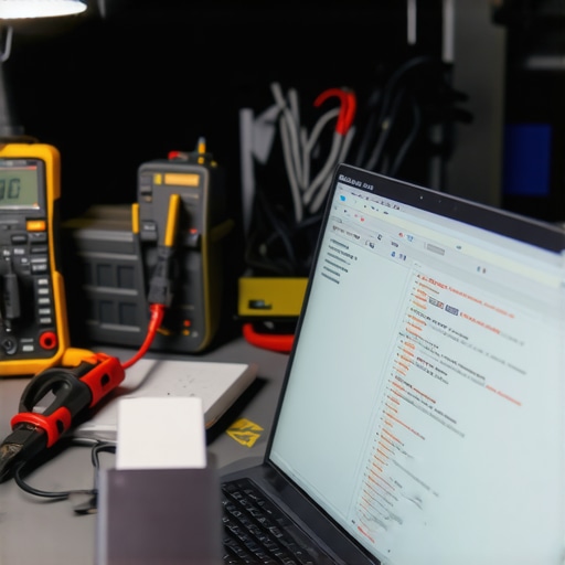 Laptop sa AI kodom na radnom stolu pored alata