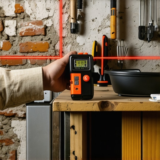 Mjerenje kuhinje laserom za AI plan Radnička ruka koristi laserski mjerač u kuhinji u izgradnji