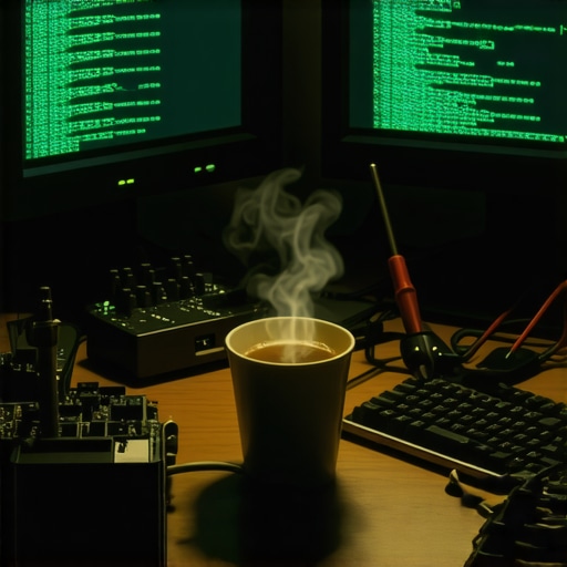 Moderni Debugging u Digitalnoj Radionici Radni prostor programera sa kodom na ekranima i elektronskom opremom