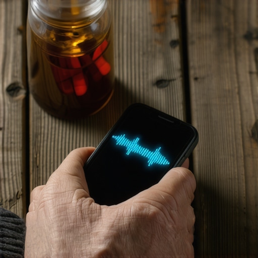 Narucivanje lijekova glasom uz pomoc AI Starija osoba koristi glasovne komande na pametnom telefonu za narucivanje lijekova