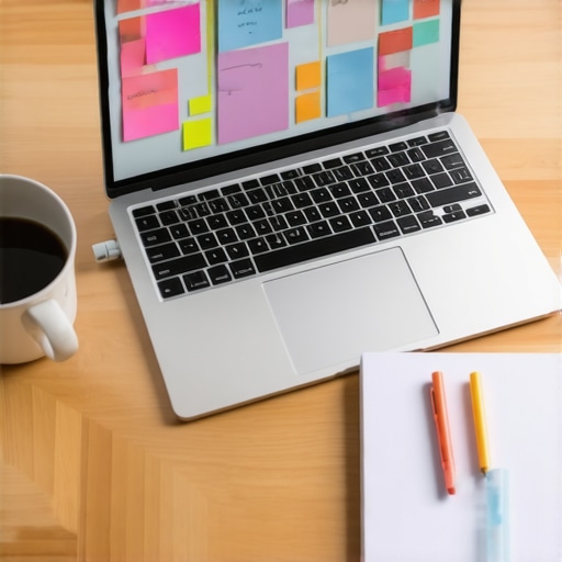 Organizovana Miro tabla na laptopu za maksimalnu produktivnost Radni prostor sa laptopom i otvorenim Miro softverom za planiranje projekta