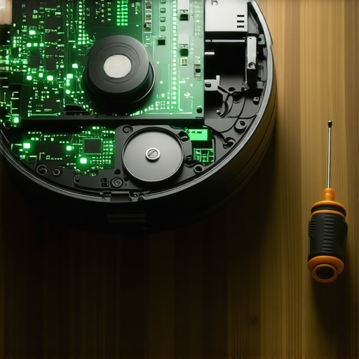 Rastavljeni robot usisivač na radnom stolu kao simbol DIY sigurnosti podataka