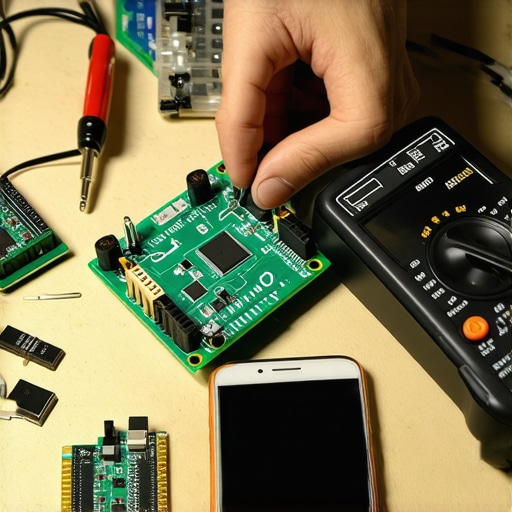 Otvoren ruter na radnom stolu sa alatima za elektroniku i AI dijagnostikom