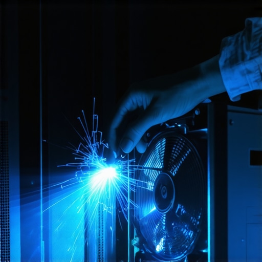 Priprema servera za AI obradu podataka Tehničar održava server u mračnoj prostoriji sa plavim svjetlima