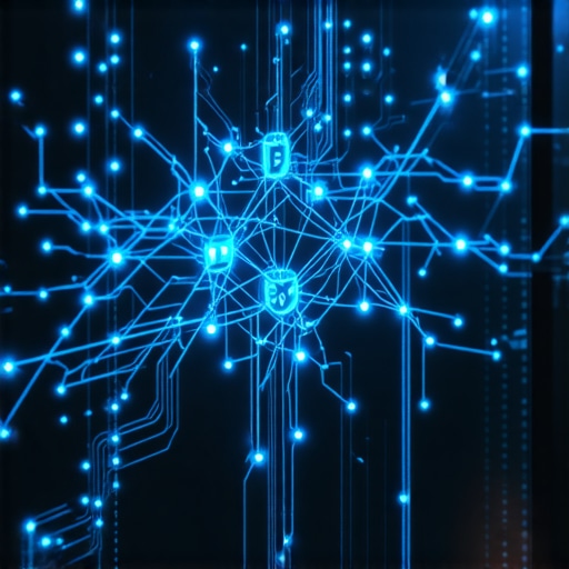 Digitalna mind mapa sa AI čvorovima na monitoru u tamnoj sobi