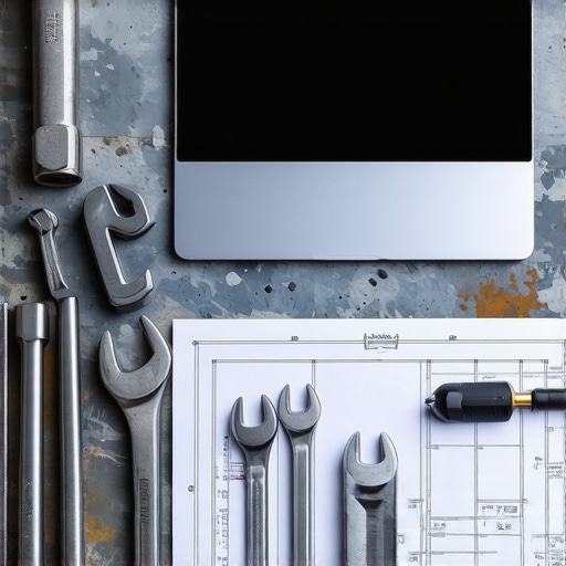 Ljubazna slika laptopa i alata u radionici koja simbolizuje sigurnost AI implementacije