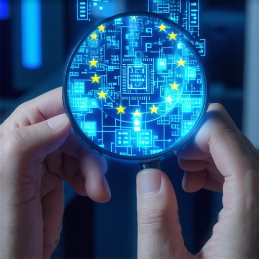 Provjera legalnosti AI i Blockchain investicija Osoba istražuje legalnost digitalne imovine pomoću povećala iznad matične ploče