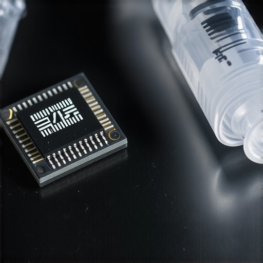 RFID Microchip DIY Reality 2026 Close up of a biohacking RFID implant and medical needle on a metal surface.