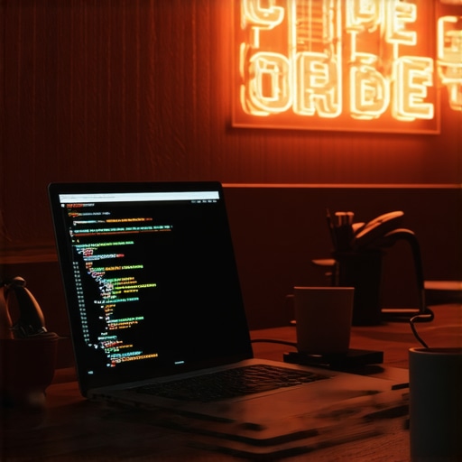 Grubi radni sto sa laptopom i kodom za vještačku inteligenciju