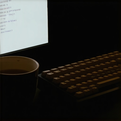 Mehanička tastatura i kod na ekranu u mračnoj sobi