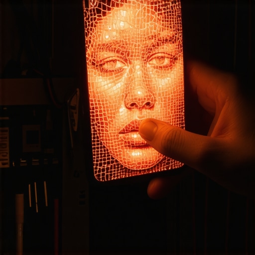 Čovjek dodiruje ekran sa AI djevojkom u mračnoj radionici