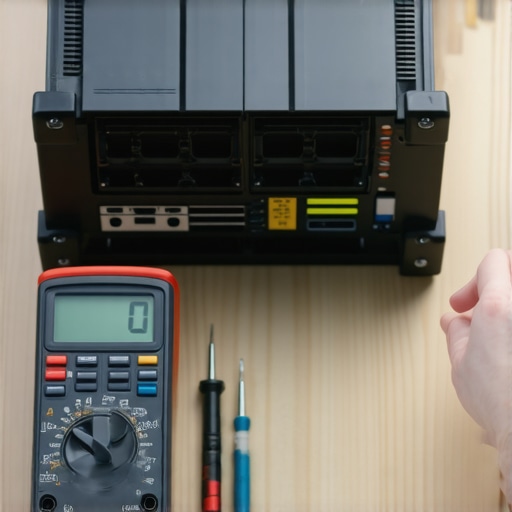 Ruke majstora podešavaju parametre na serveru u mračnoj radionici