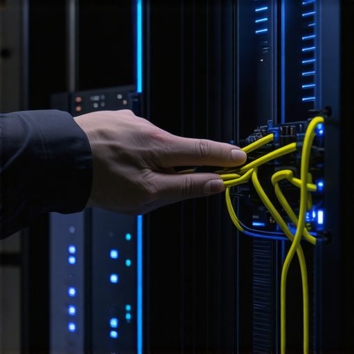 Ruke tehničara koji podešava server za vještačku inteligenciju u radionici