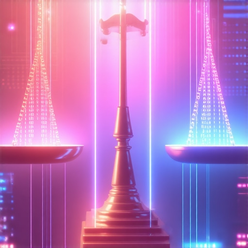 Vizualizacija balansa AI modela Digitalna vaga sa binarnim kodom koja predstavlja testiranje pristrasnosti AI modela