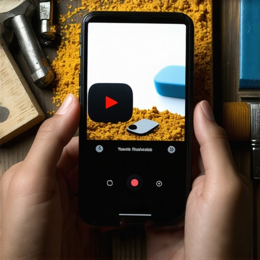 Hands designing a YouTube thumbnail using AI tools in a workshop setting with gritty textures