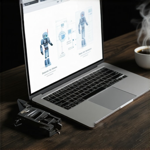 A professional DIY workshop desk with laptop showing AI automation tools and engineering instruments.