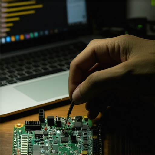 Close-up of soldering electronic components for an AI project